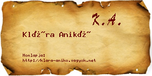 Klára Anikó névjegykártya
